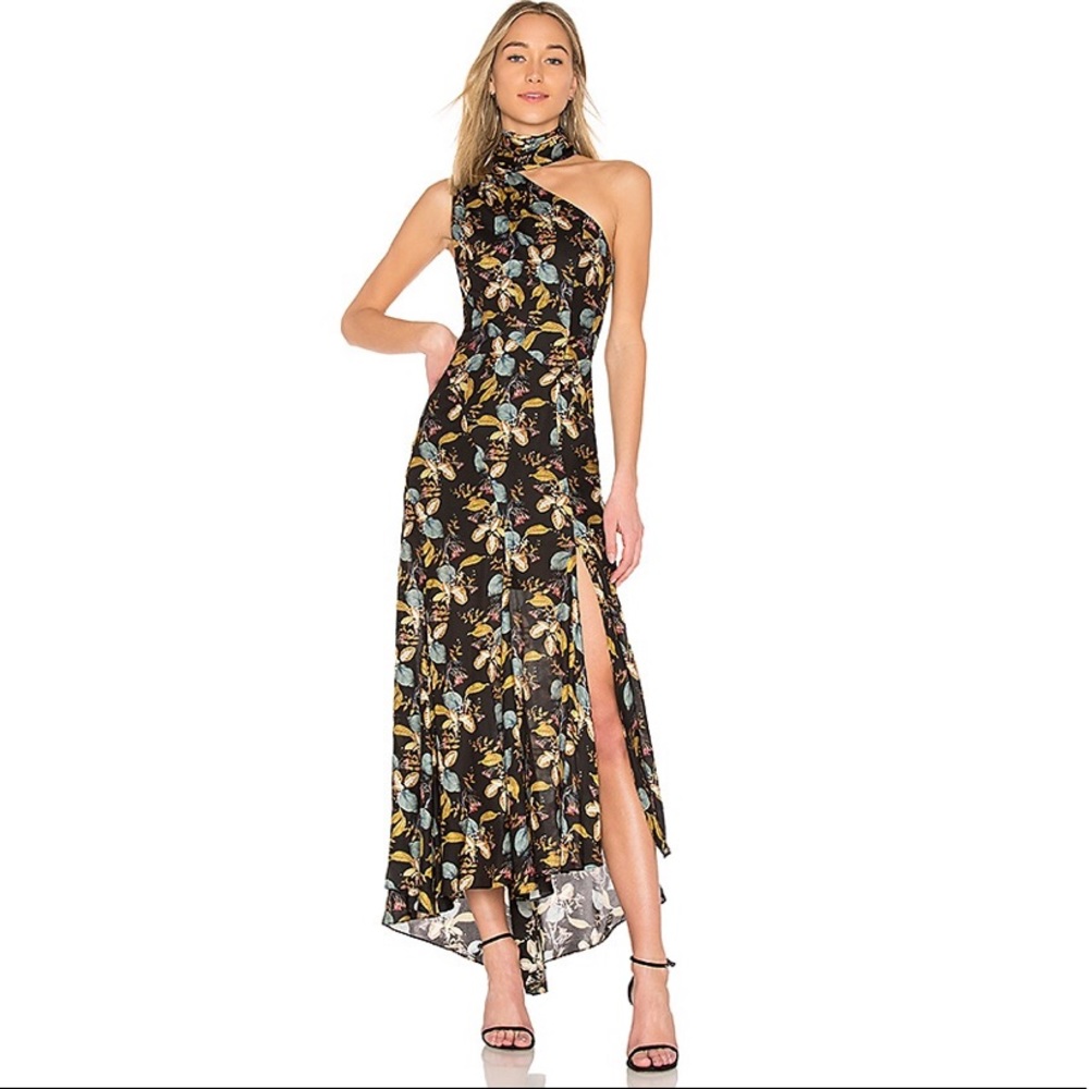 Nicholas Ava floral one shoulder gown